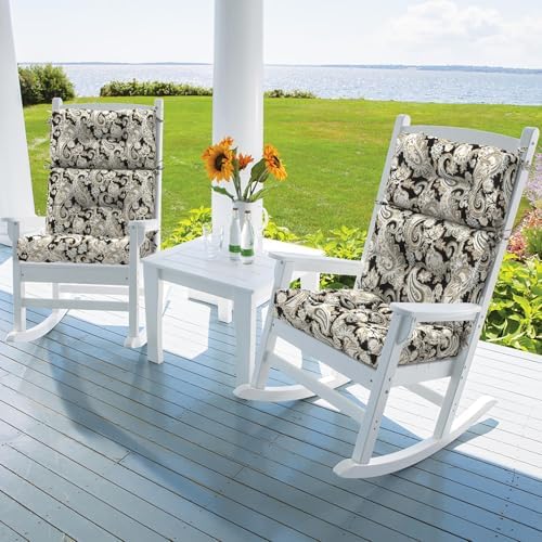 DYTXIII Outdoor High Back Chair Cushions Set of 2, Water Repellent Tufted - Image 2