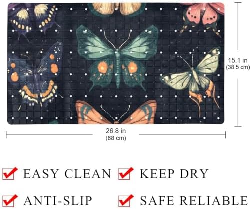 Shower Mat Non Slip 26.8 x 15.1 Inches, Butterflies Bathtub Mat Shower Stall - Image 4