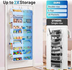 Blue Over the Door Organizer 5 Tiers, Extra Large Behind Door Storage of 10 - Image 2