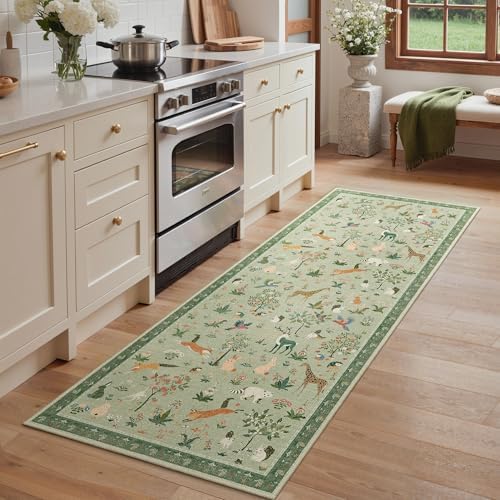 BESBLEE 2X8 Washable Kitchen Runner Rug, Animal Non Slip by BESBLEE