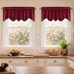 StangH Red Christmas Velvet Window Valance 52x18 Inch, 4-Panel Set by StangH