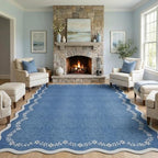 GarveeHome Scalloped Area Rugs 8x10 Large Blue Washable Living Room Rug by GarveeHome