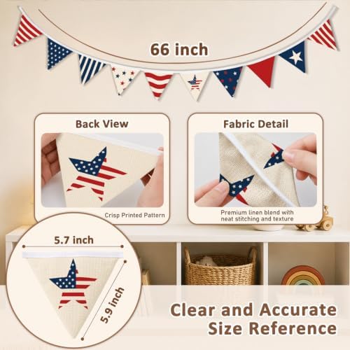 Patriotic 4th of July Decorations Banner Red and Blue Garland Flags - Image 3