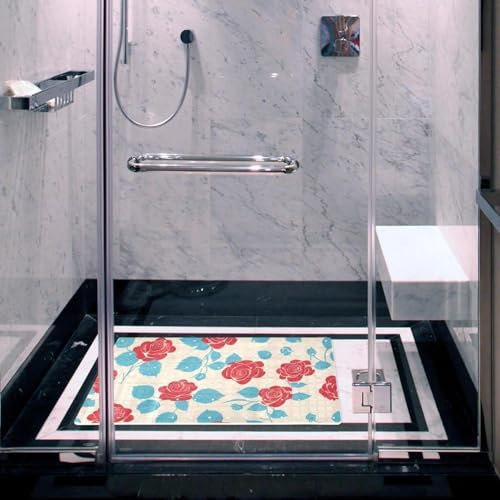 Bathtub Mat Non Slip 26.8x15.1 Inch, Roses Leaves Shower Mat - Image 5