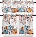 Fall Thanksgiving Kitchen Curtains and Valances Set, Watercolor Autumn Pumpkins by VandarllinHomeKitchenDecor