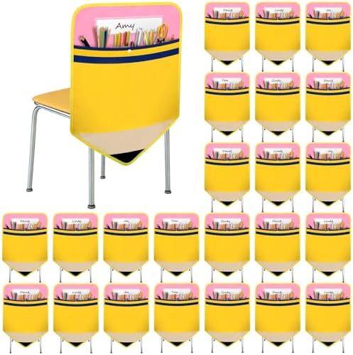 24 Pack Pencil Classroom Chair Pockets 17x18 Inch Chair Bags by akaixiSportsLifestyle