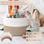 INDRESSME 115L Extra Large Woven Rope Blanket Basket Living Room LightBrown - Image 3