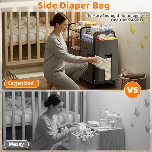 CODACE Baby Diaper Caddy Organizer Cart - Image 3