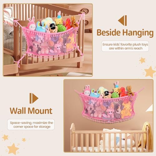 Stuffed Animal Storage Net, Large Bedside Toy Organizer Net, Cotton Plushie Toy - Image 4
