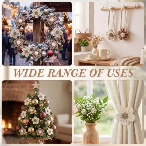 Tegeme 4 Pcs Curtain Tiebacks Flower Curtain Holdbacks Boho Floral Drapery - Image 6