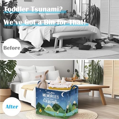 Runtoo Camping Storage Basket Tote Outdoor Toy Picnic Beach Towel Clothes - Image 2