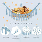 CERETIA Stuffed Animal Hammock Large Corner Plushie Net Storage, Baby Blue - Image 6