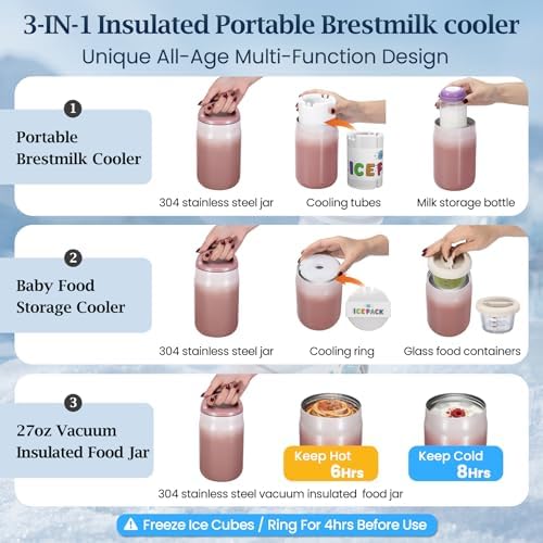 3-in-1 Breast Milk Cooler for 24H 360° Cooling, 11oz Breastmilk Chiller - Image 2