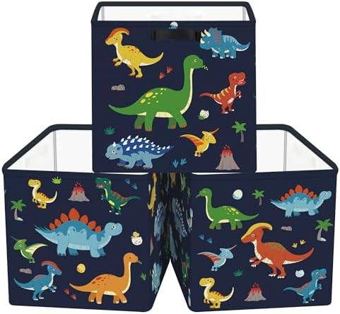 Clastyle 11.8" Dinosaur Storage Basket Set of 3 by Clastyle