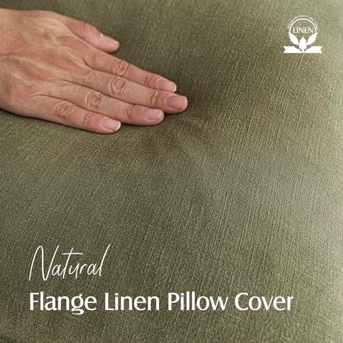 Foindtower Linen Solid Decorative Throw Pillow Covers 24x24 Olive Green - Image 2