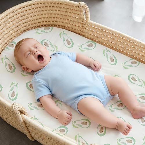 Gllquen Baby Organic Cotton Bassinet Sheets 2-Pack Green Avocado - Image 6