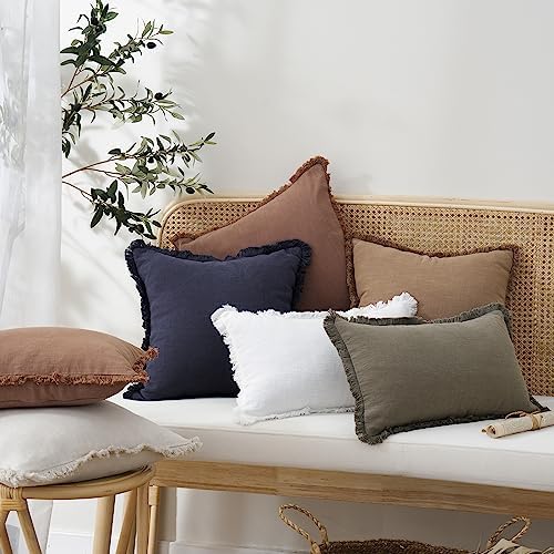 Foindtower Decorative Linen Fringe Throw Pillow Covers Cozy Boho Farmhouse - Image 7