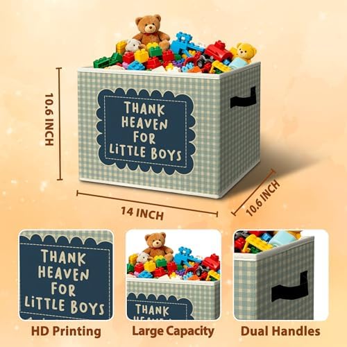 Rustic Thank Heaven for Little Boys Storage Bins Boxes - Image 3