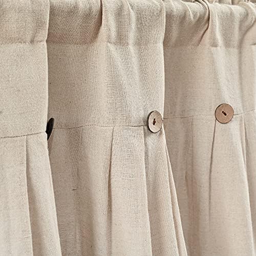 Lush Decor Linen Button Farmhouse Valance, Dark Linen - Image 3