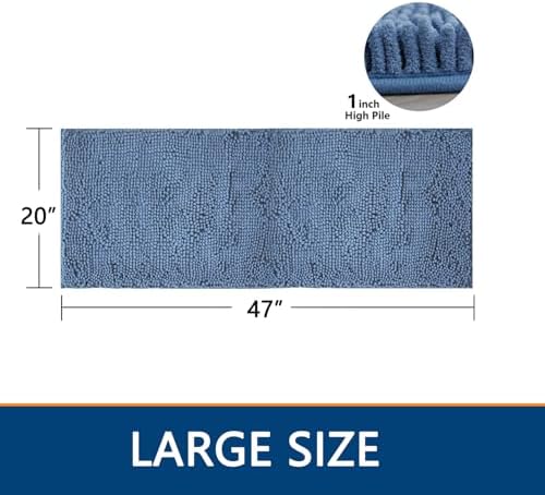BOANKODU Bathroom Rugs 47x20, Extra Soft Absorbent Chenille Bath Rugs, PVC - Image 2
