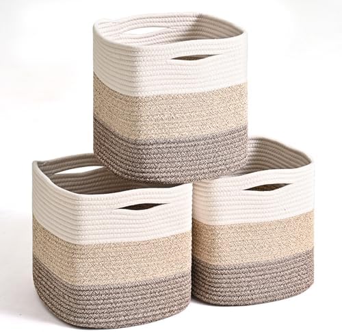 ICERZCZ 11 Inch Cube Storage Bins, Storage Cube Organizer Bins, Woven Cotton by ICERZCZ