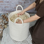 XUANGUO White Cotton Rope Laundry Basket Hamper - Image 3