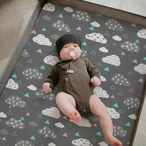 Stretchy Pack and Play Fitted Sheets: 2 Pack Mini Crib Sheets 38x26 - Image 4