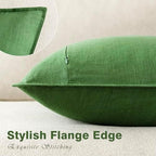 Foindtower Linen Solid Decorative Throw Pillow Covers 20x20 Forest Green - Image 3