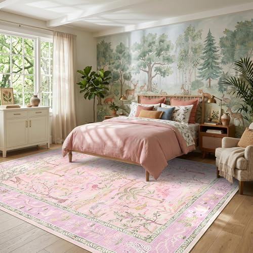 Washable Area Rug 5x7 Purple Animal Print Rugs - Image 3