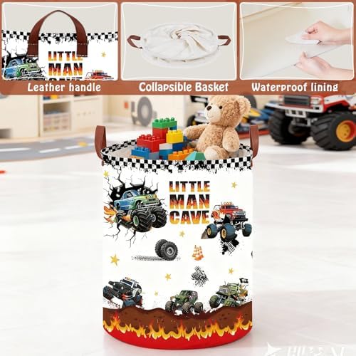 Monster Trucks Laundry Hamper, Car Room Decor Storage Basket, Kid Valentine's - Image 5
