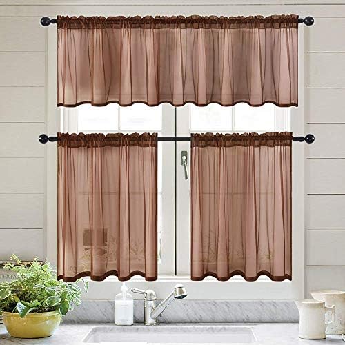 MIULEE Chocolate Brown Window Valance 1 Panel 54W x 18L - Image 6