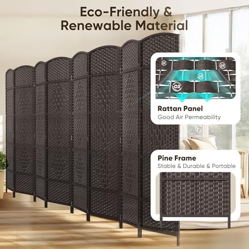 JOSTYLE 8 Panel Room Divider, Privacy Screen & Room Separation, Extra Wide - Image 3