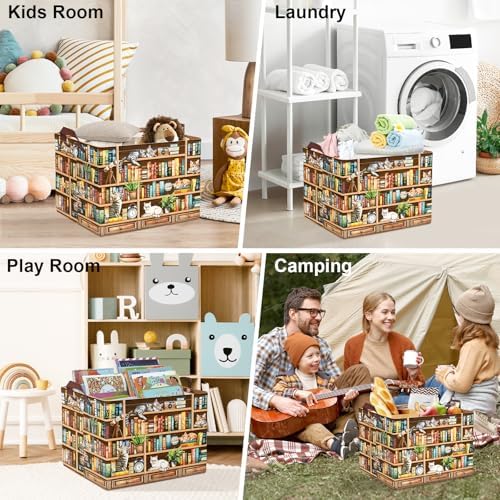 Clastyle Cat Book Shelf Basket for Reading Room Collapsible Toy Gift Kid - Image 7