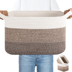 OIAHOMY 30L Storage Basket Large Blanket Basket Living Room Dark Brown by MasterofSpaceOptimization