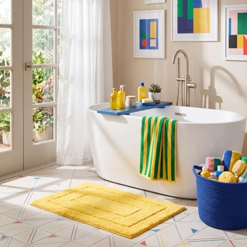 GRANNY SAYS Yellow Bathroom Rug 32" x 20", Non-Slip Microfiber Bath Mat by GRANNYSAYS