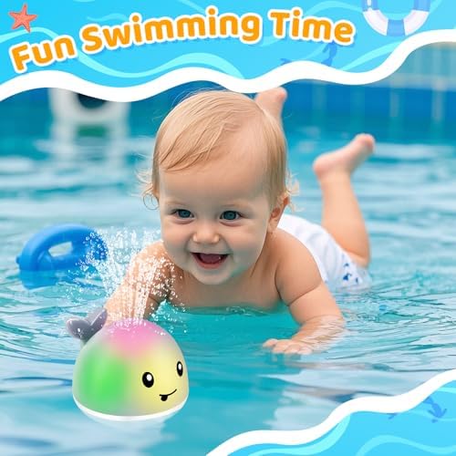 WAVISA Whale Bath Toy Sprinkler, Light Up Baby Bath Toys - Image 3