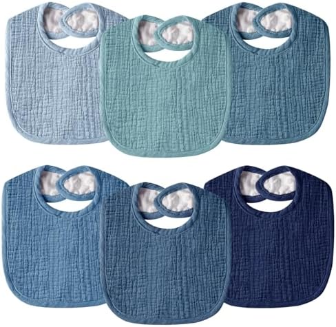 Muslin Baby Bibs for Unisex Boys Girls, Cotton Drool Bibs, Adjustable Newborn by WRRERNSIN