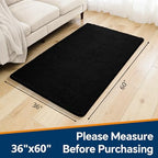 Chenille Bathroom Rug 36"x60" Black, Large Plush Bath Mat - Image 2