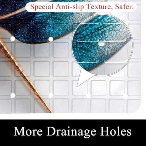 Bathtub Mat Non Slip 26.8x15.1In, Dragonfly Bath Mat - Image 2