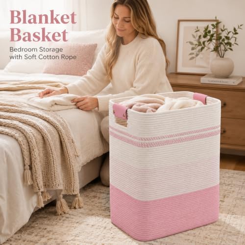 Laundry Hamper, Cotton Rope Laundry Basket - Image 5
