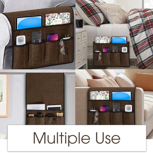 Joywell Remote Control Holder Armchair Caddy Armrest Organizer Dark Brown - Image 6