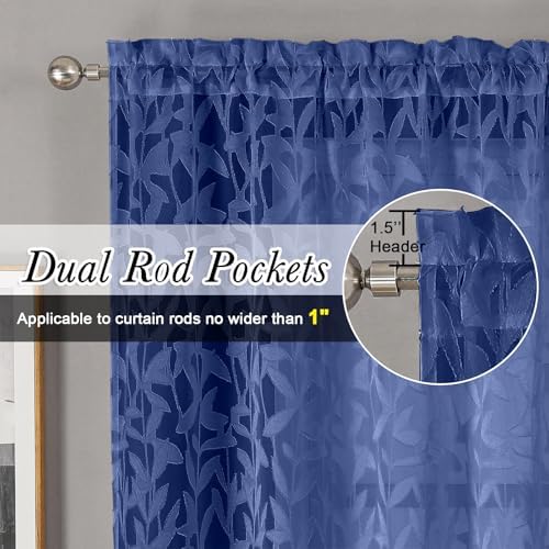 Lecloud Leia Dusty Blue Sheer Curtains 63 Inch Length 2 Panels, Light Filtering - Image 2