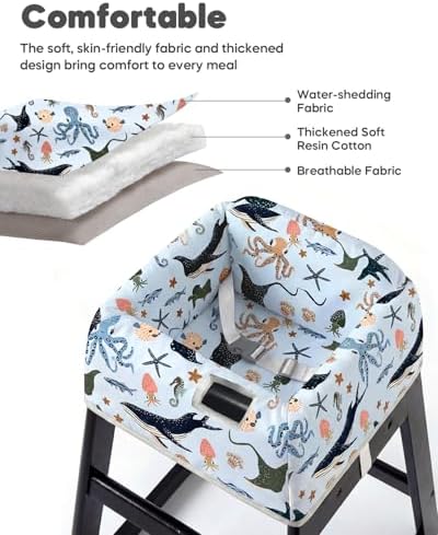 Mamatepe Baby High Chair Cover, Restaurant Seat Liner | Blue Ocean - Image 6