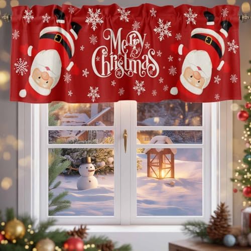 Red Merry Christmas Valance Curtains - Image 5