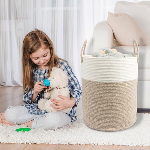 Woven Cotton Rope Laundry Basket, 15x20 Laundry Hamper - Image 6