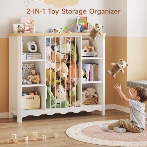 ONBRILL Stuffed Animal Storage, 6 Cube Toy Storage Organizer w/Wave Design - Image 4