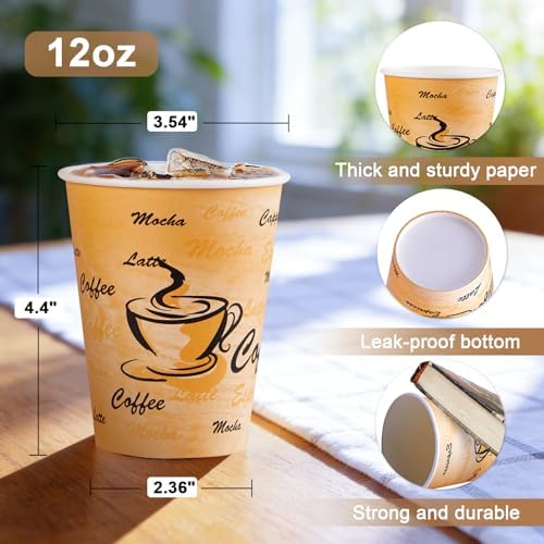 Lamosi 500 Pack 12 oz Coffee Cups, Disposable Paper Cups No Lids - Image 2