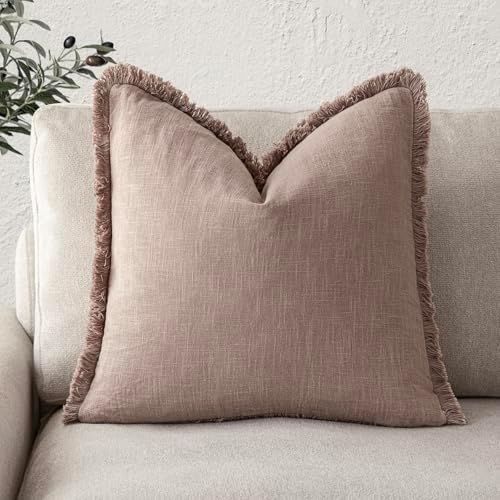 Foindtower Decorative Linen Fringe Throw Pillow Covers Cozy Boho Farmhouse by Foindtower