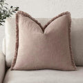 Foindtower Decorative Linen Fringe Throw Pillow Covers Cozy Boho Farmhouse by Foindtower