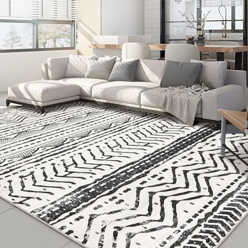 Nakagishi Black Rug Living Room Rugs: 9x12 Machine Washable Boho Large Neutral by NakagishiAreaRug